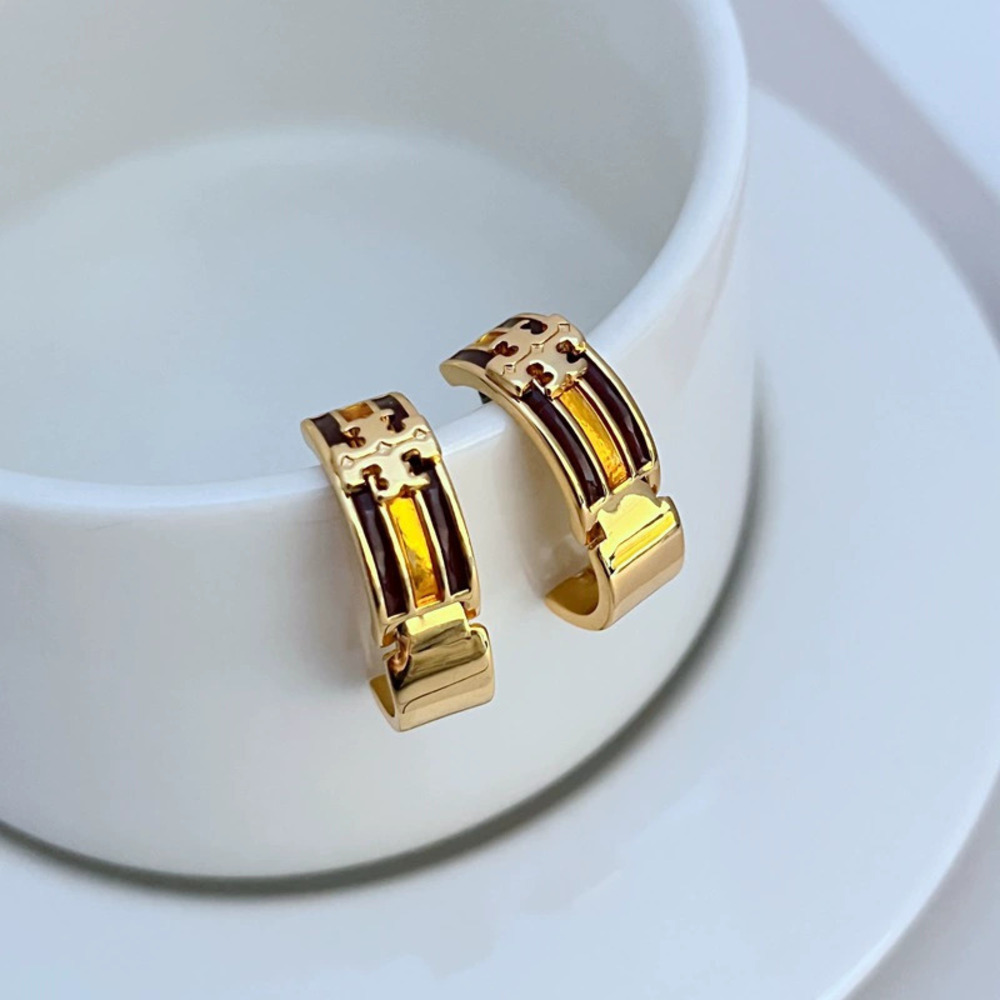 Tory Burch Enamel Letter Earrings